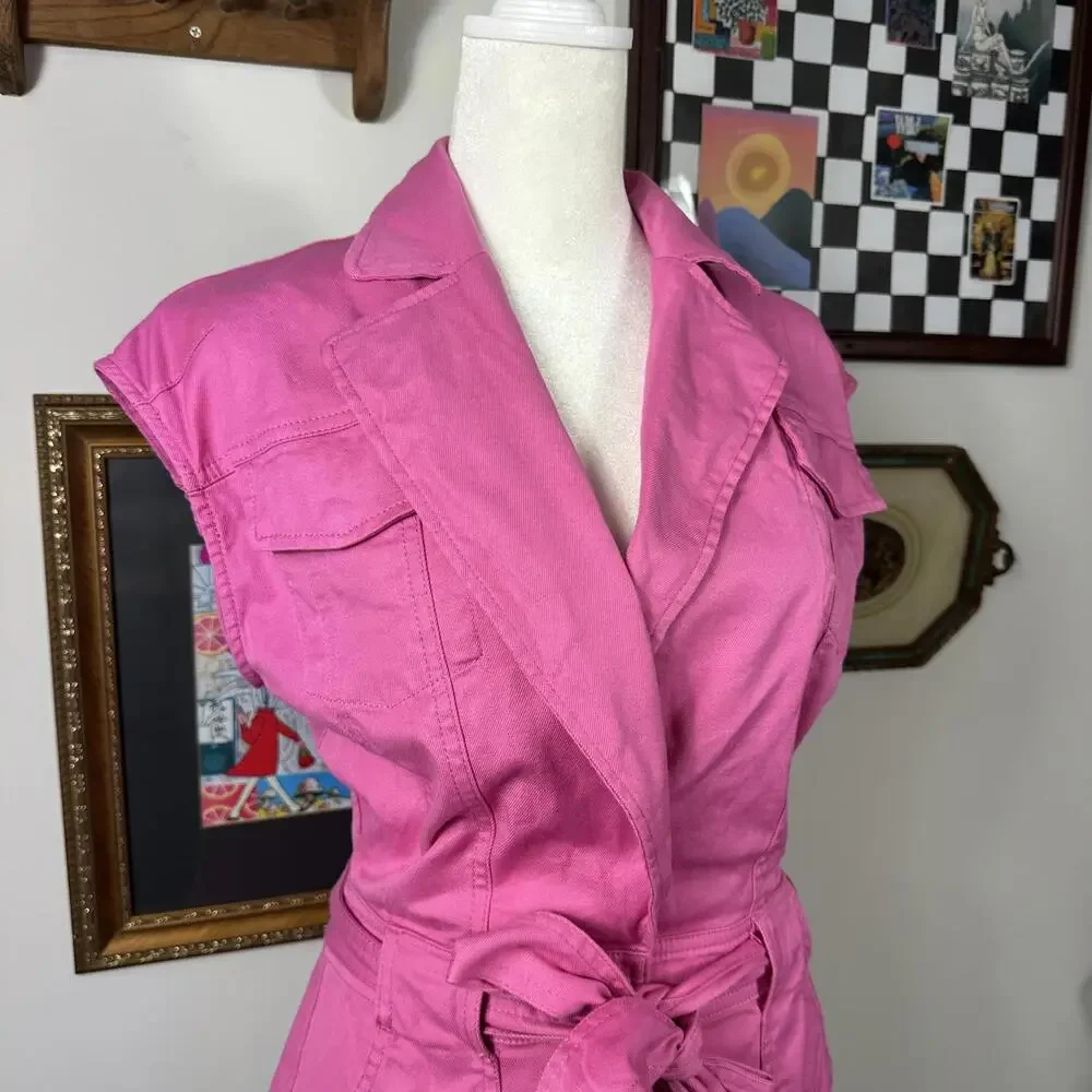 Jonathan Simkhai Hot Pink‎ Sleeveless Carlotta Utility Pink Romper